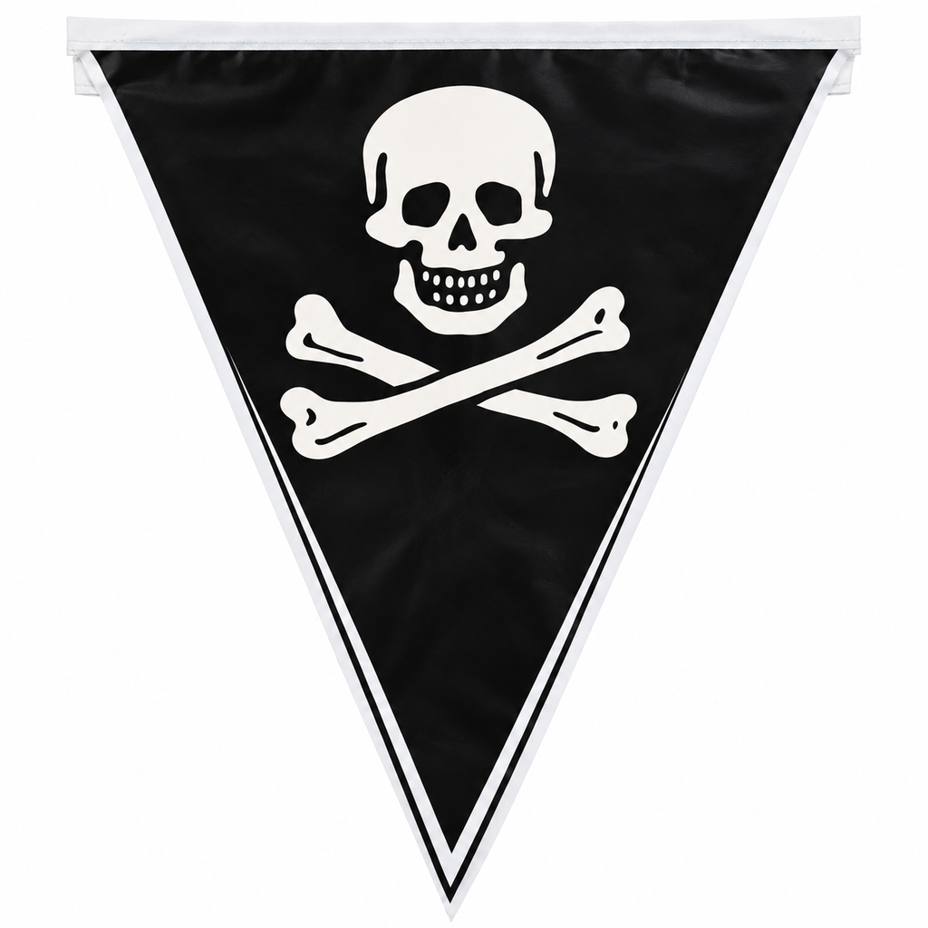 Banderín Pirata Halloween Calavera y Huesos 3 Metros