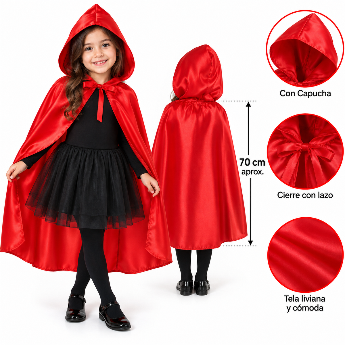 Capa Con Capucha Roja Niña