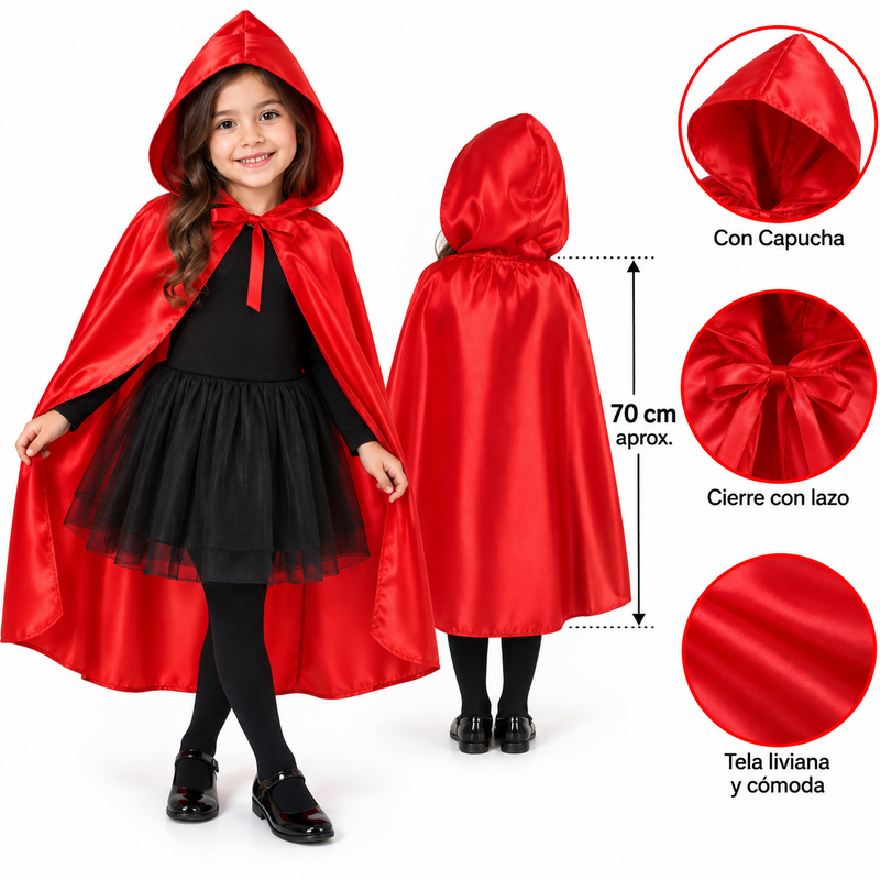 Capa Con Capucha Roja Niña