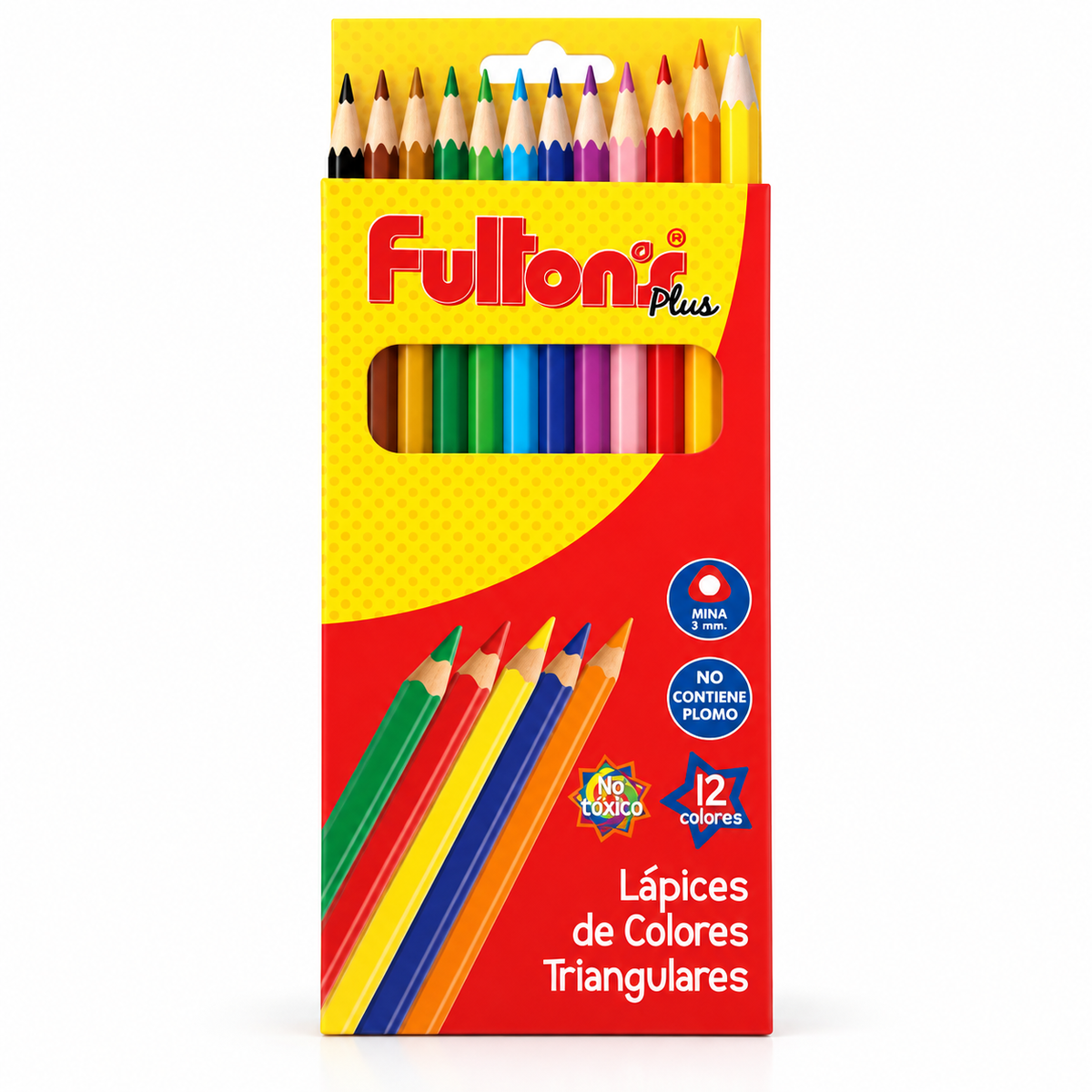 Lápices Triangular Largo 12 Colores Fultons