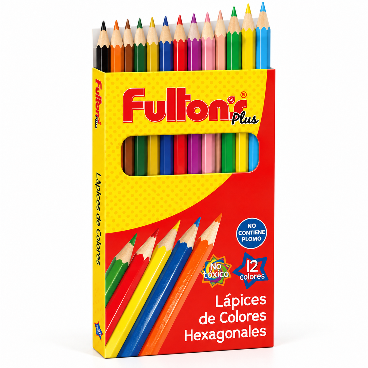 Lápices Hexagonales Largo 12 Colores Fultons