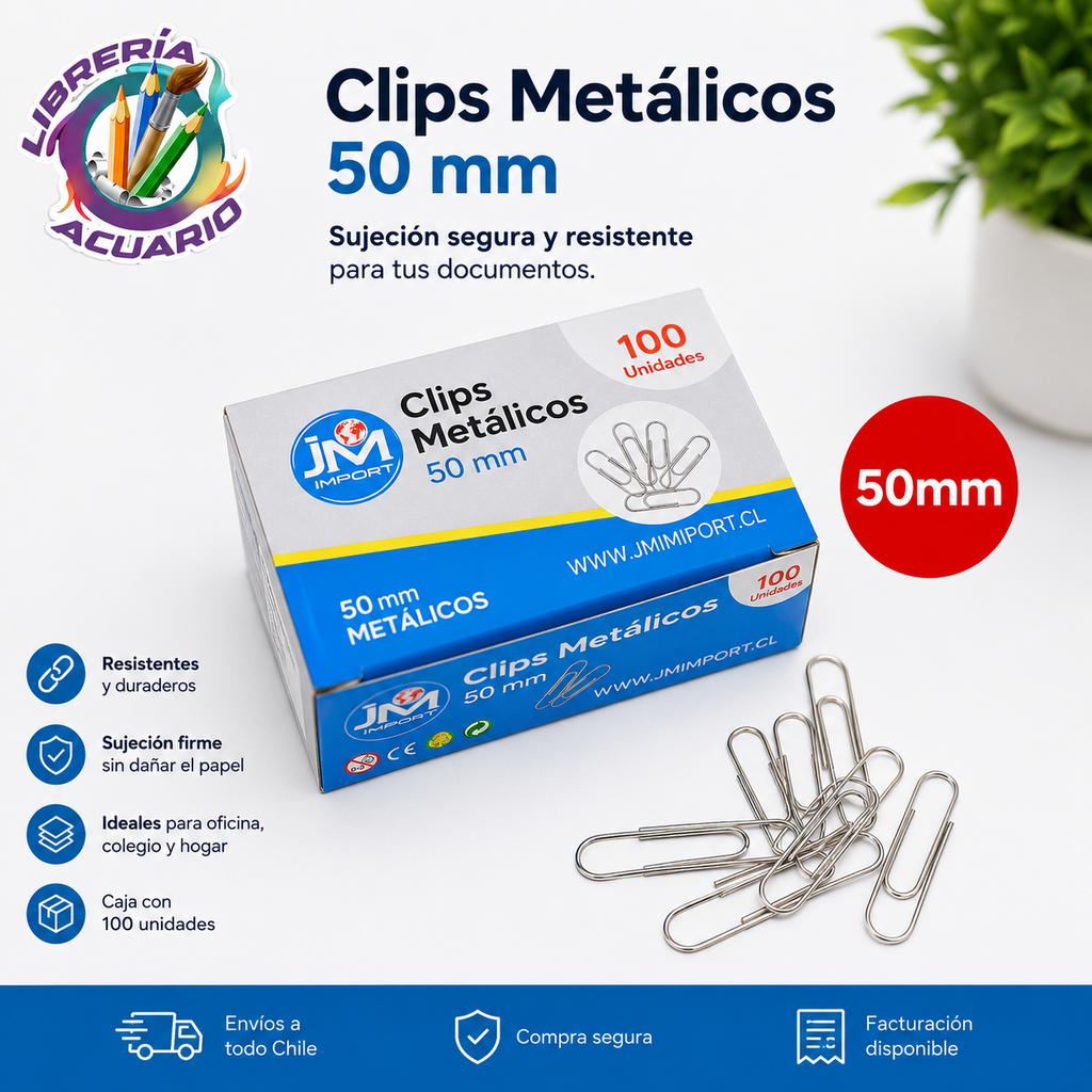 CLIPS METALICOS 50MM x100UNI, JM