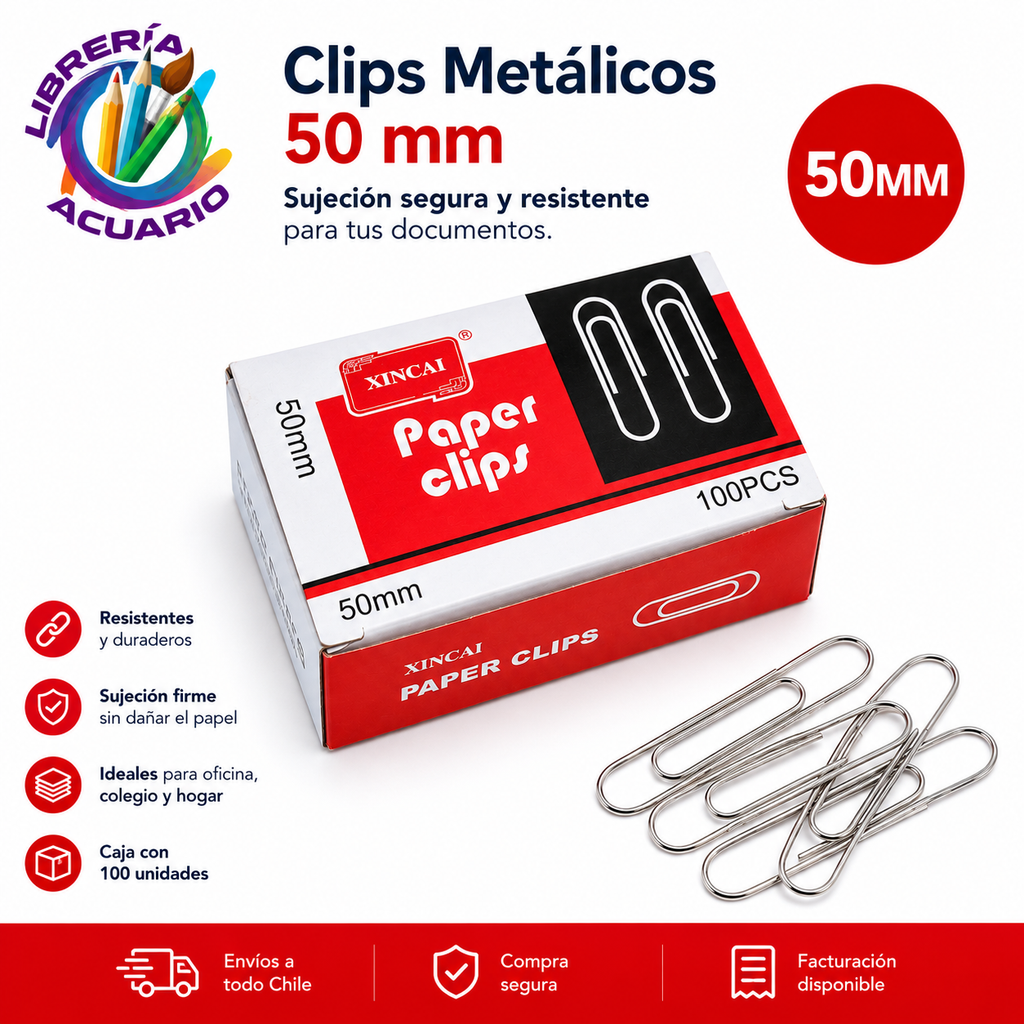 CLIPS METALICO 50MM X100 UNIDADES
