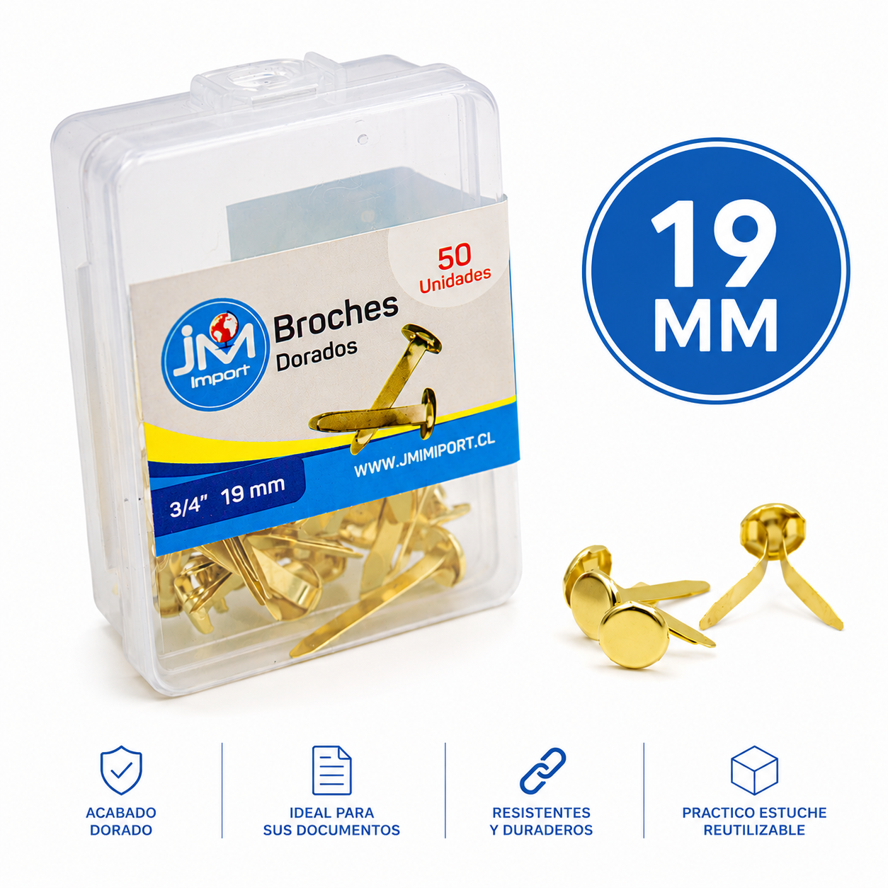 BROCHES MARIPOS 19MM X50 UNIDADES JM
