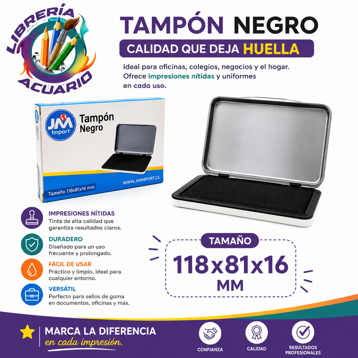 TAMPON NEGRO 118x81mm  JM