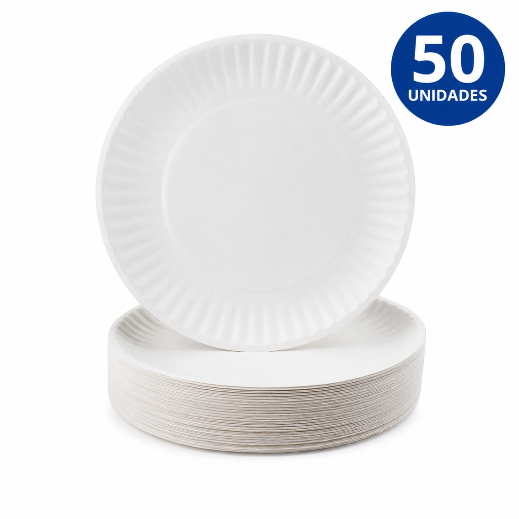 Platos Desechables Blancos 50 Unidades