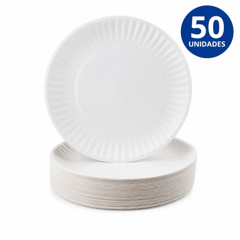Platos Desechables Blancos 50 Unidades