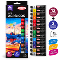 Set Acrilicos 12 Colores + 2 Metálicos ARTEL
