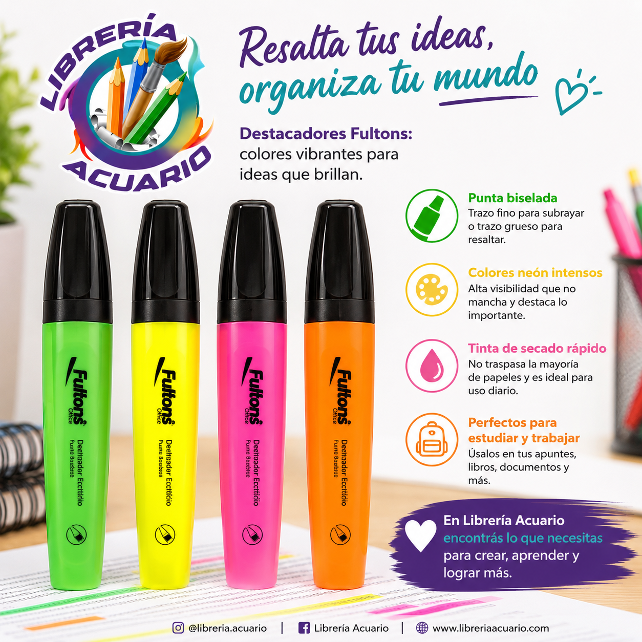 Destacador Punta Biselada Fultons