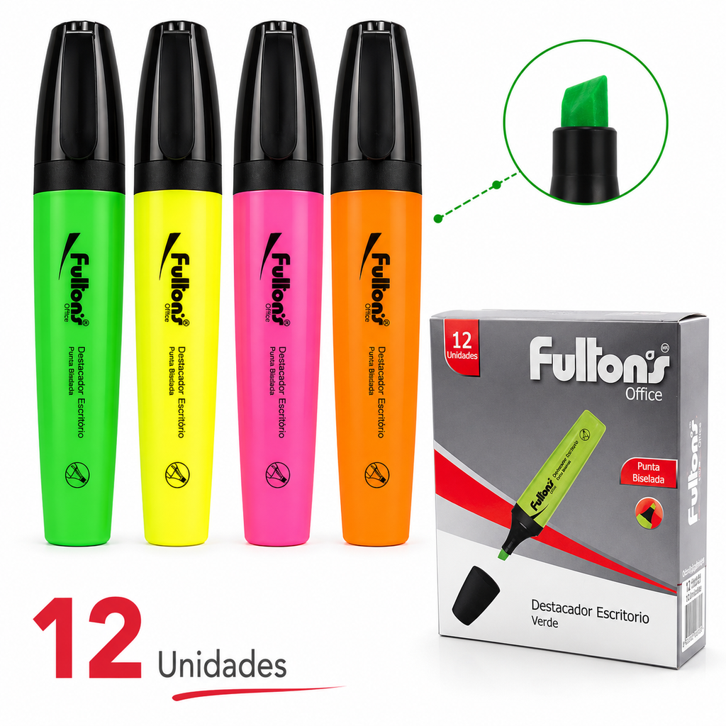 Destacador Punta Biselada Fultons x12