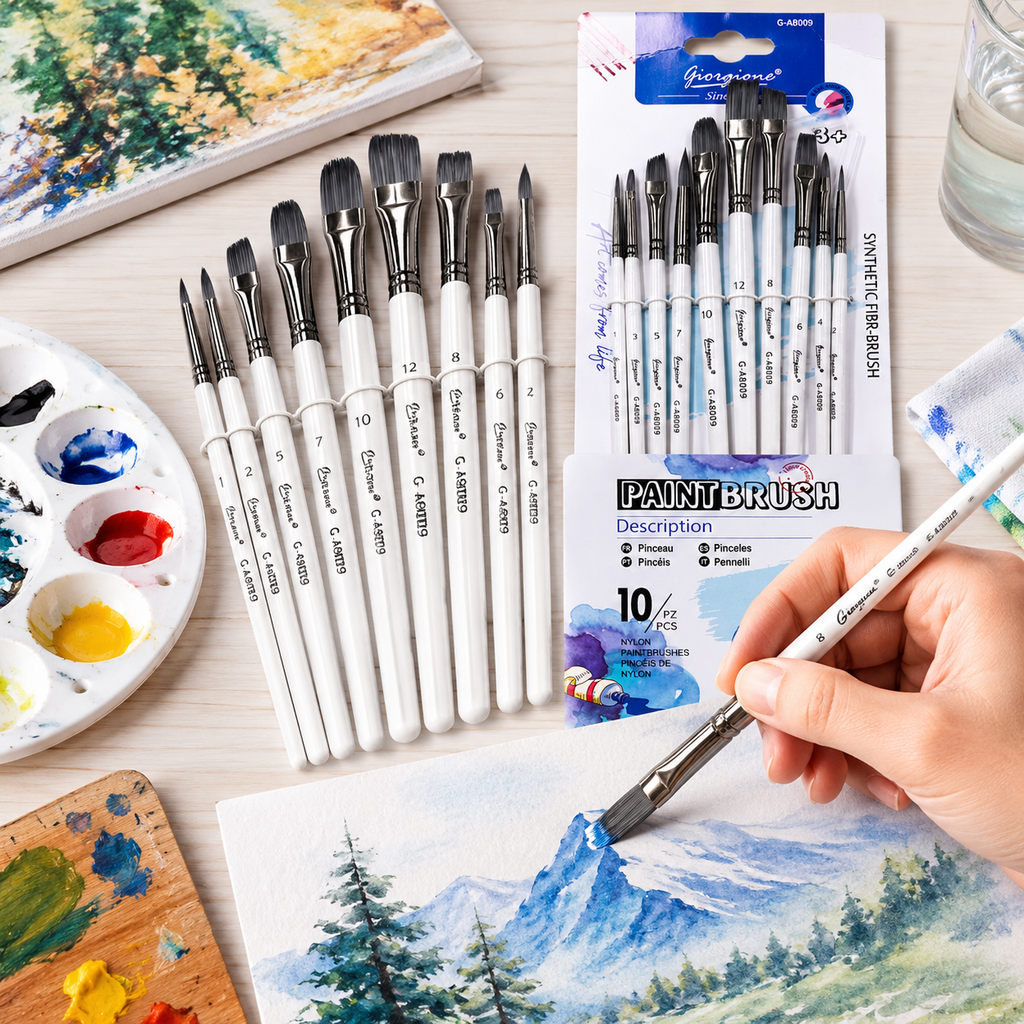 Set de 10 Pinceles Sintéticos para Pintura