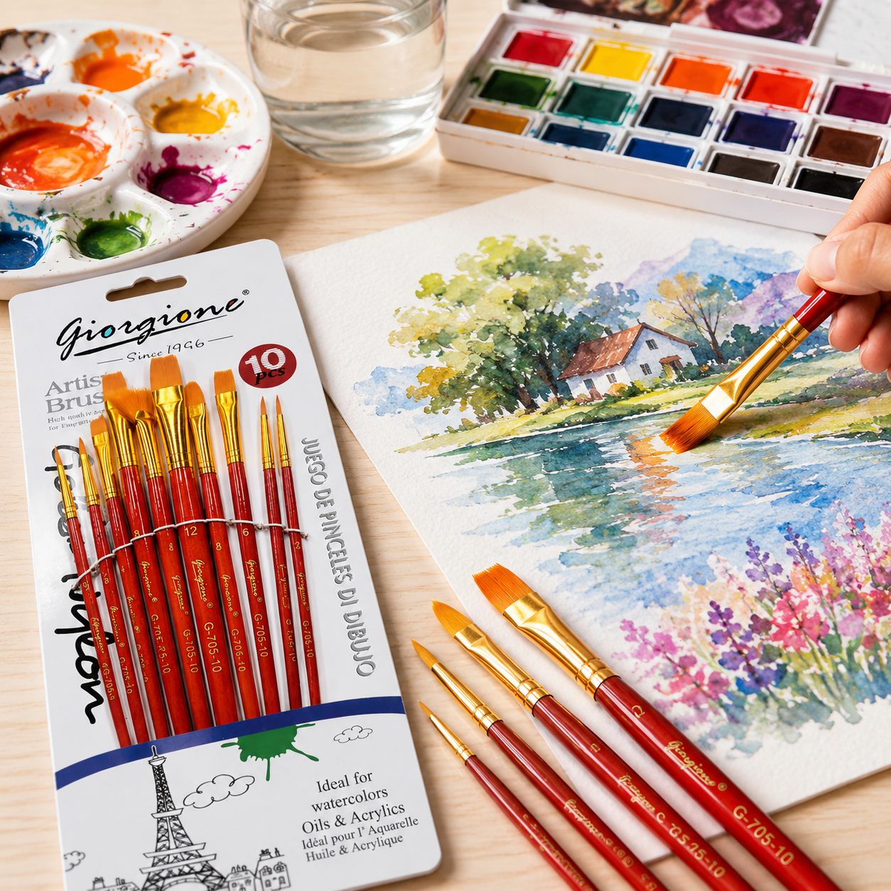 Set de 10 Pinceles Sintéticos para Pintura