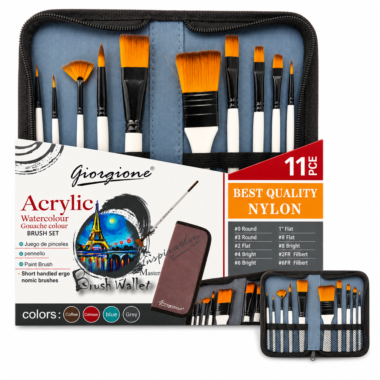 Set de pinceles Acrílicos con estuche