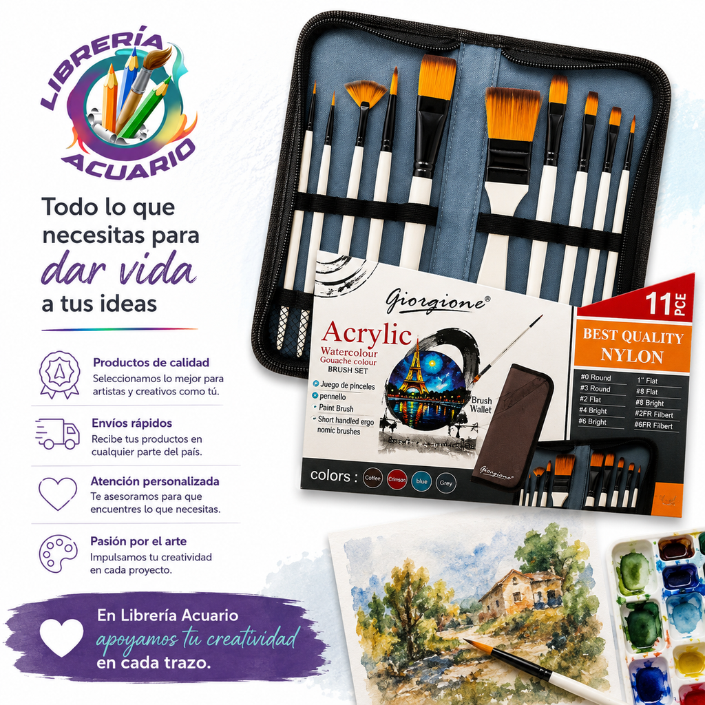 Set de pinceles Acrílicos con estuche