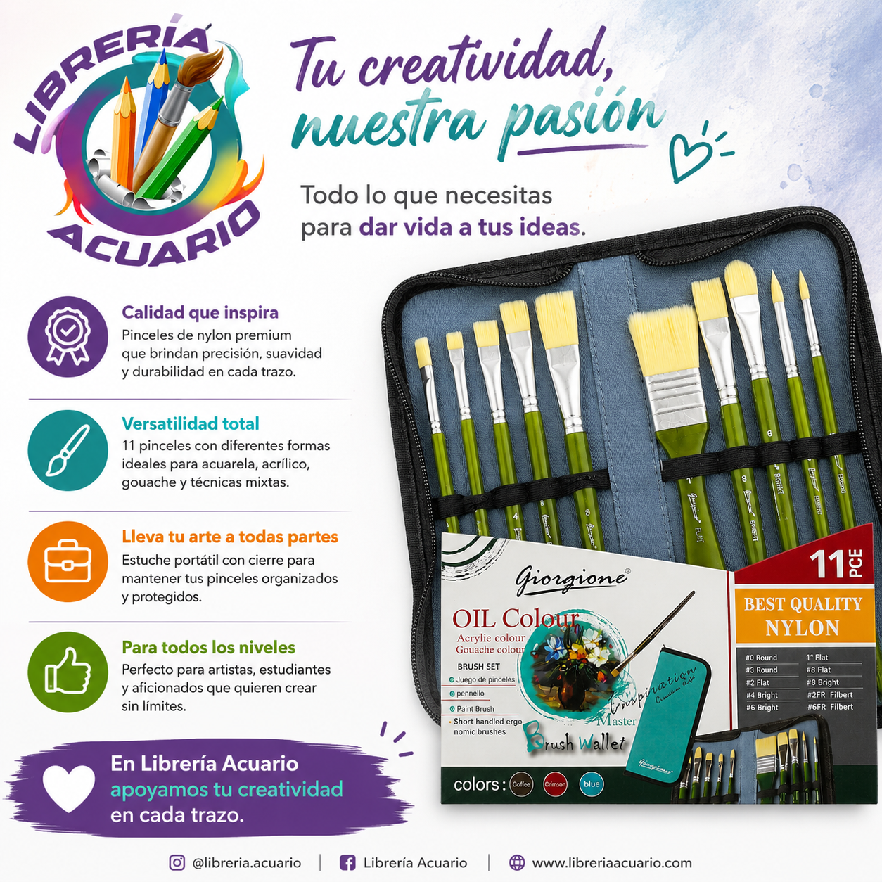 Set de pinceles Oleo con estuche