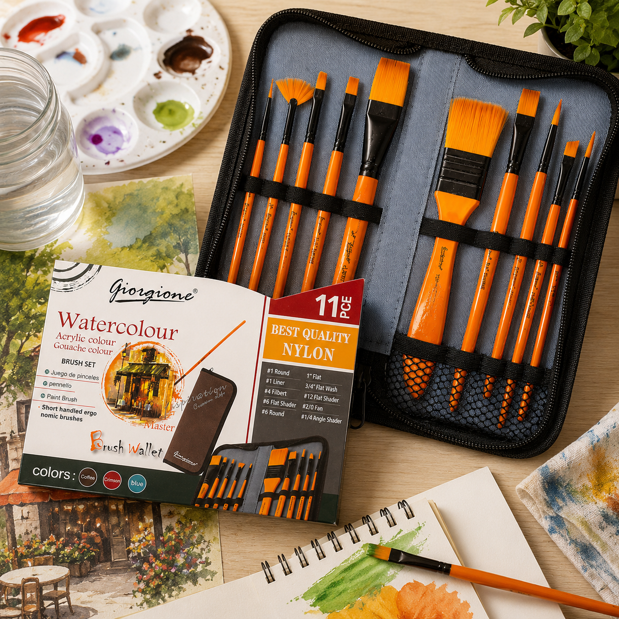 Set de Pinceles Acuarela con estuche