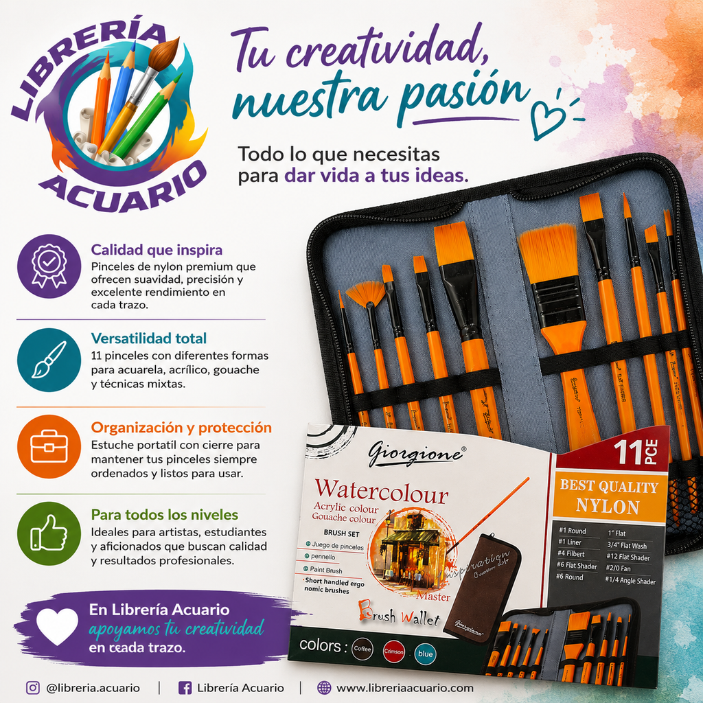 Set de Pinceles Acuarela con estuche
