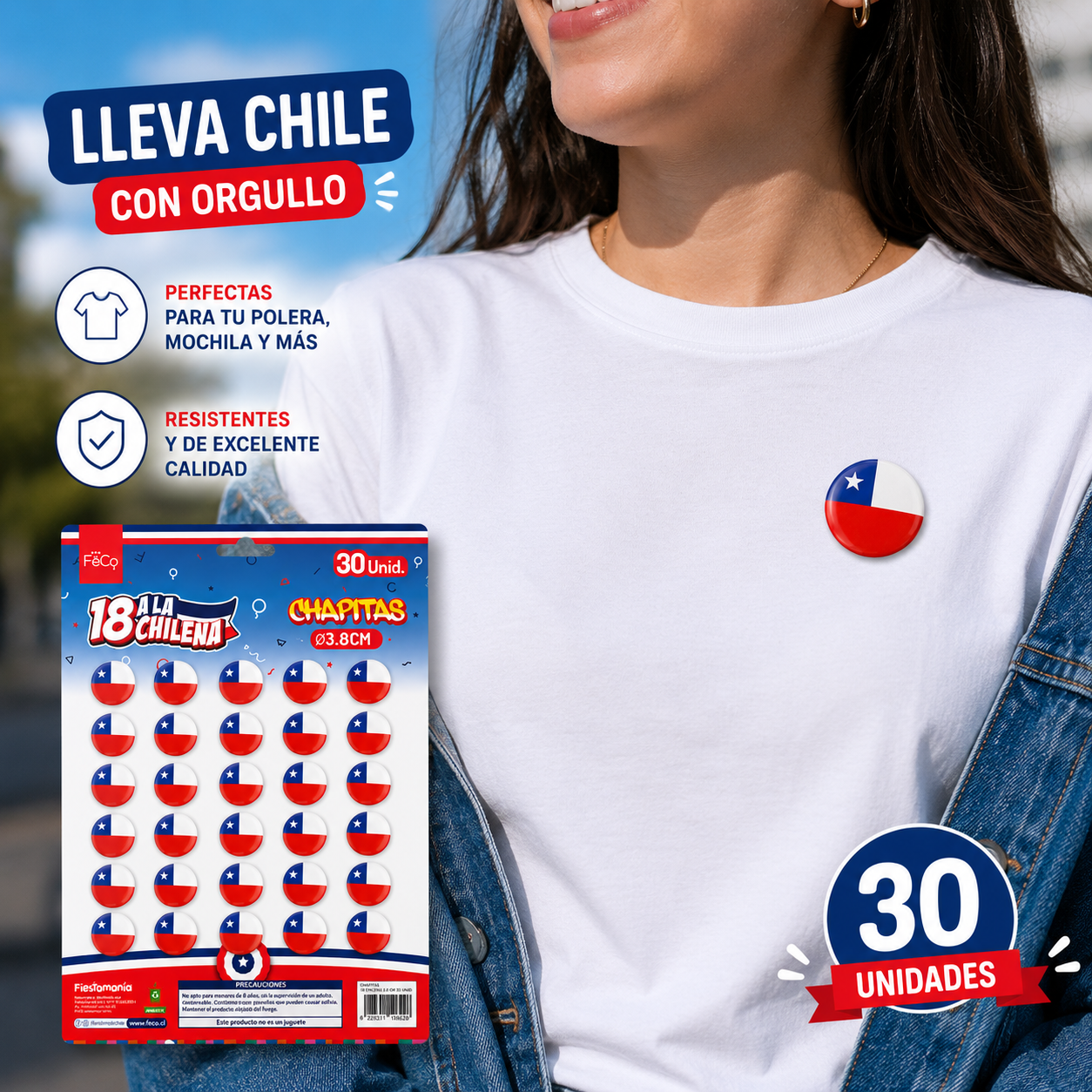 Chapita Chilena 30 Unidades