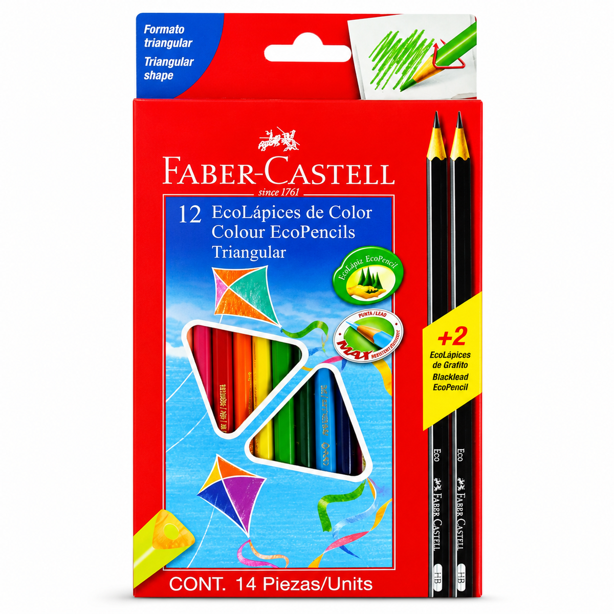 Lápices de Color Faber-Castell Triangulares 12 Colores + 2 Grafito