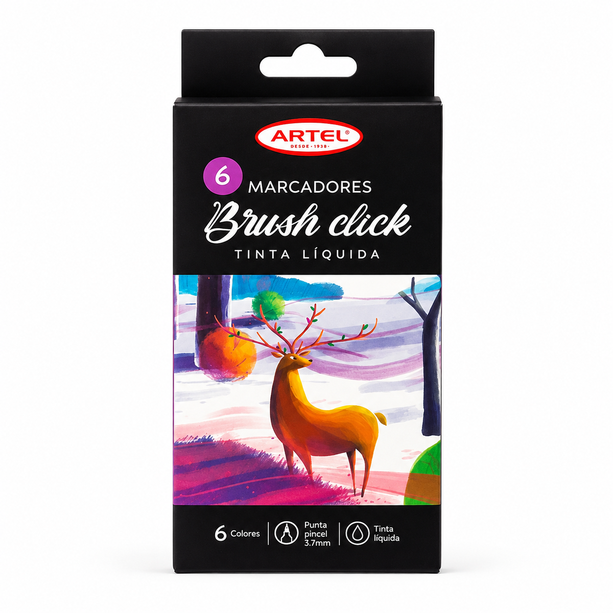 Marcadores Brush Click Tinta Liquida 6 Colores ARTEL