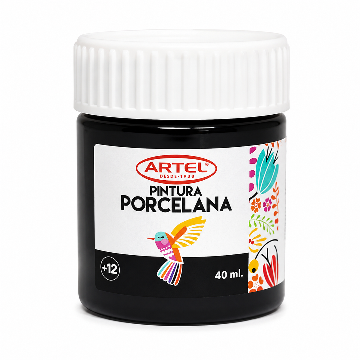 Pintura Porcelana 40Ml Negro  ARTEL