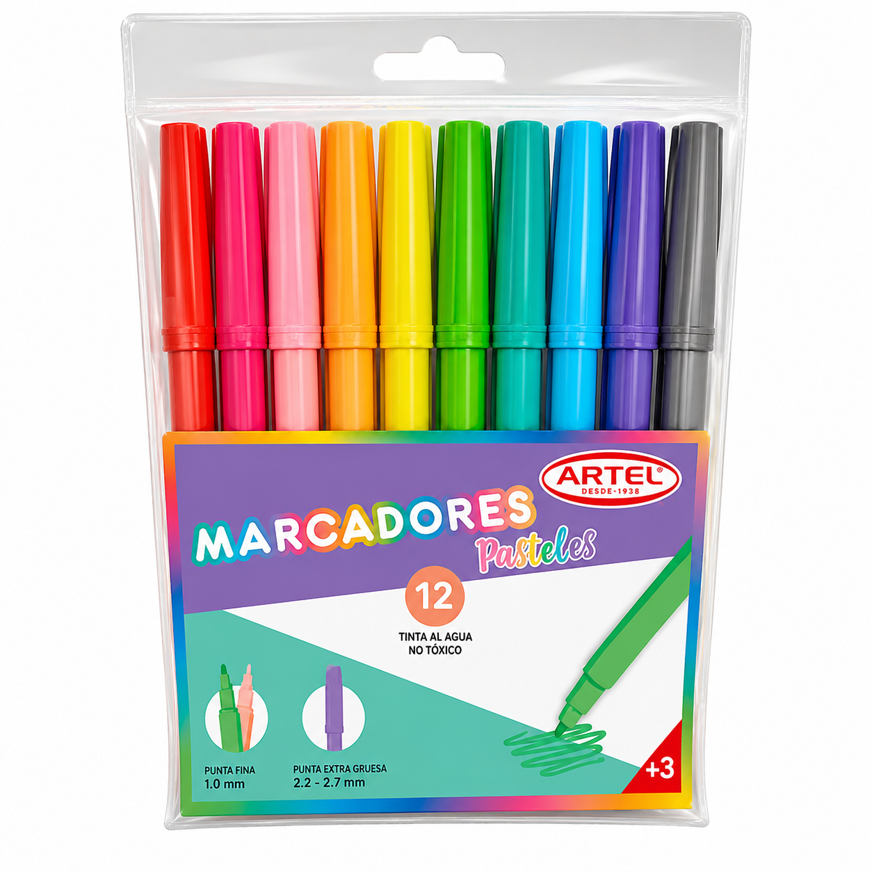 Marcadores Pastel 12 Colores Artel