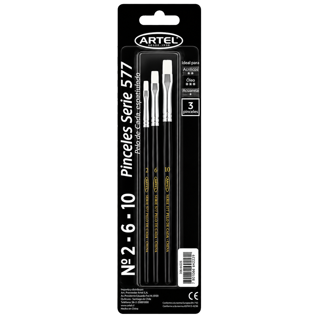 Pinceles Serie 577 N° 2-6-10 Artel