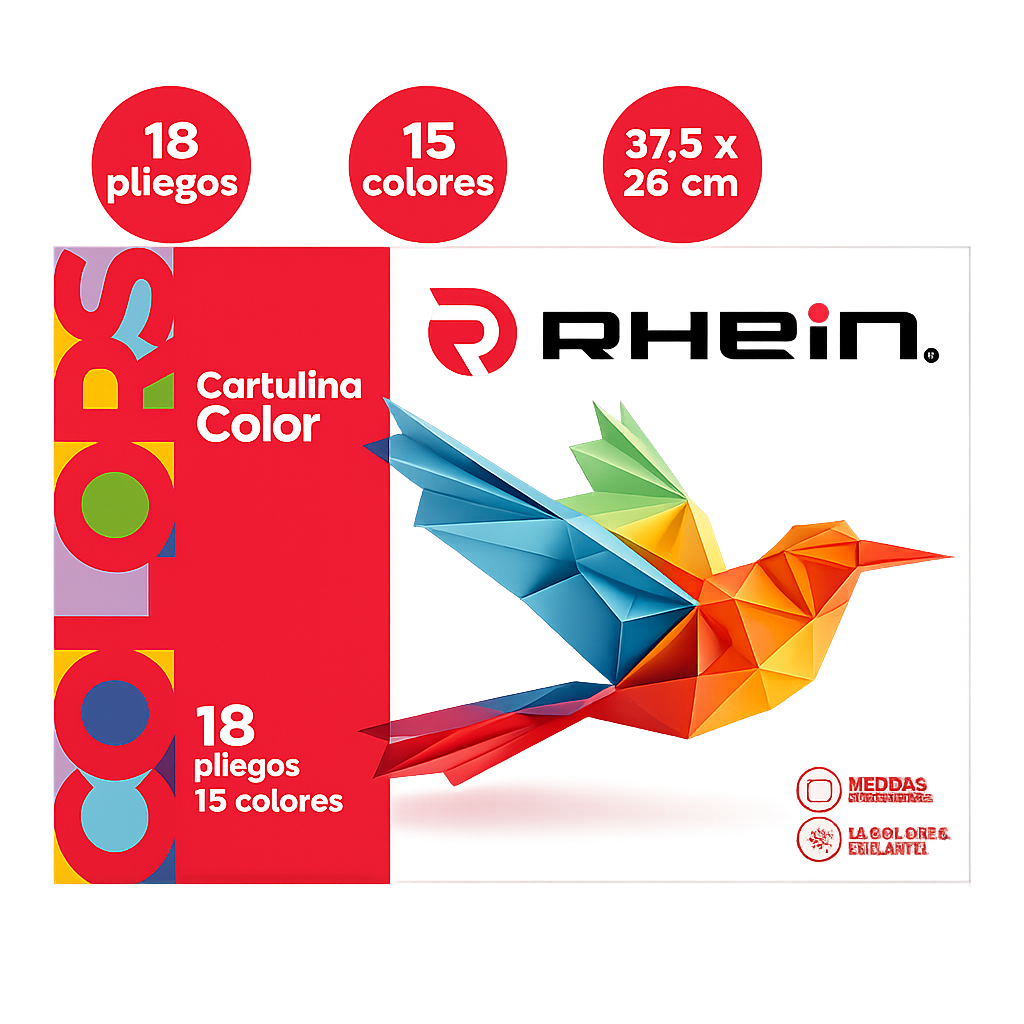 Carpeta Con Cartulina 15 Colores 18 Pliegos Rhein