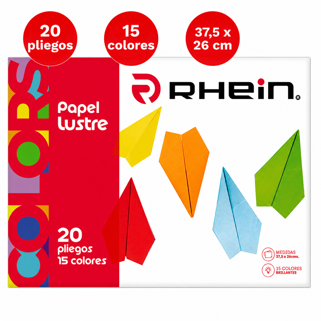 Block de Papel Lustre Rhein 15 Colores 20 Pliegos