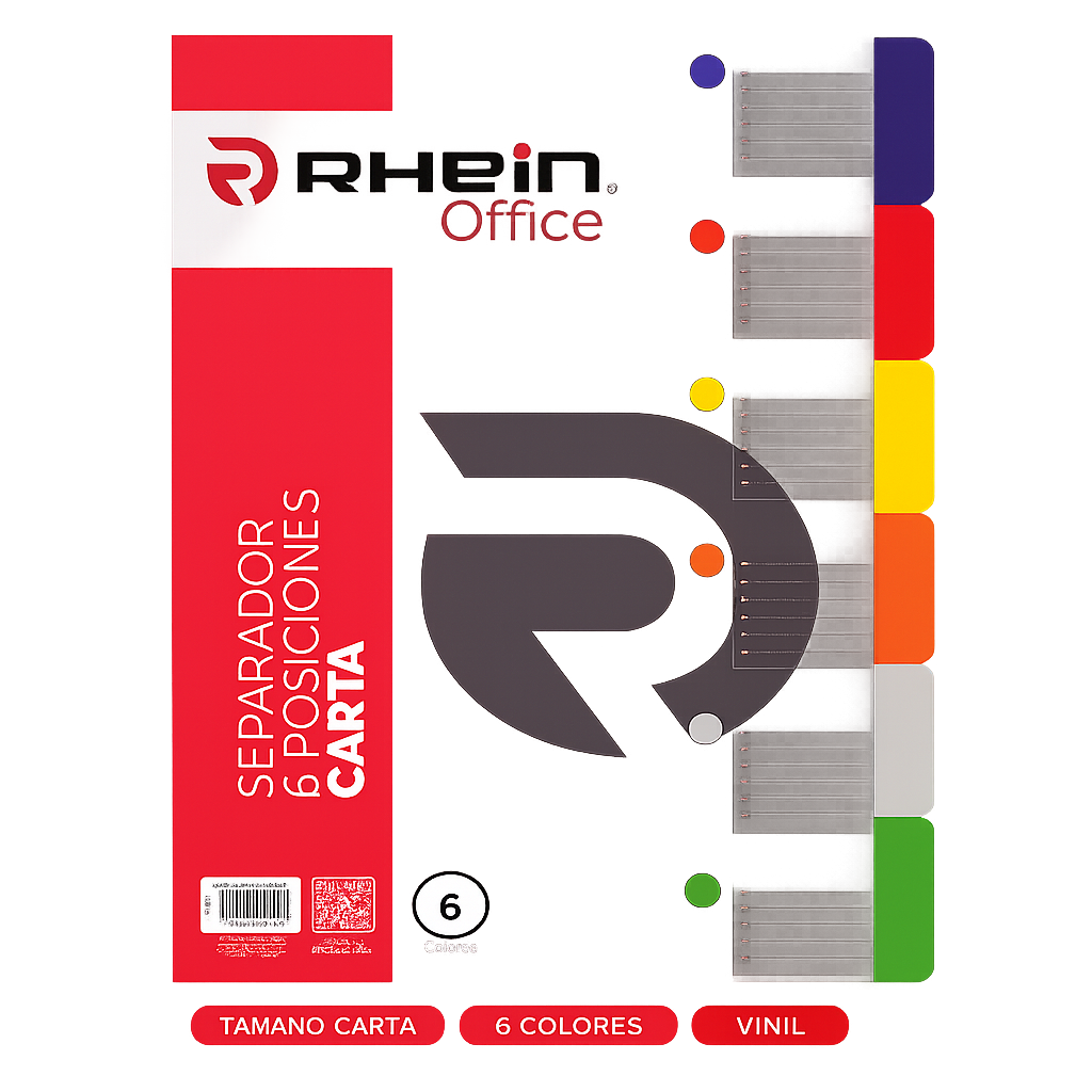 Separador Carta 6 Posiciones Vinil Rhein