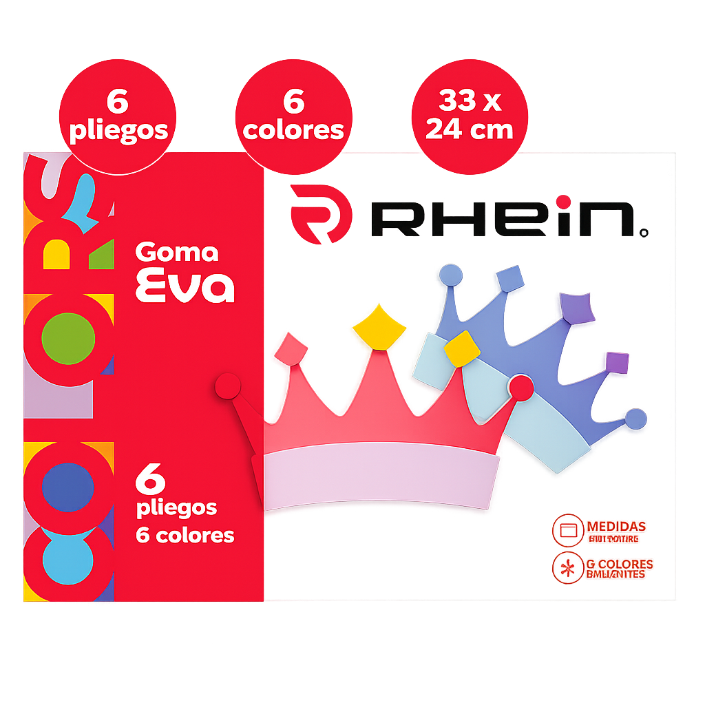 Block Escolar Goma Eva 6 Colores Rhein