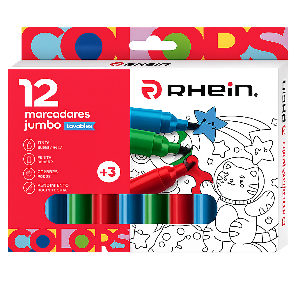 Marcador Escolar Jumbo 12 Colores Rhein