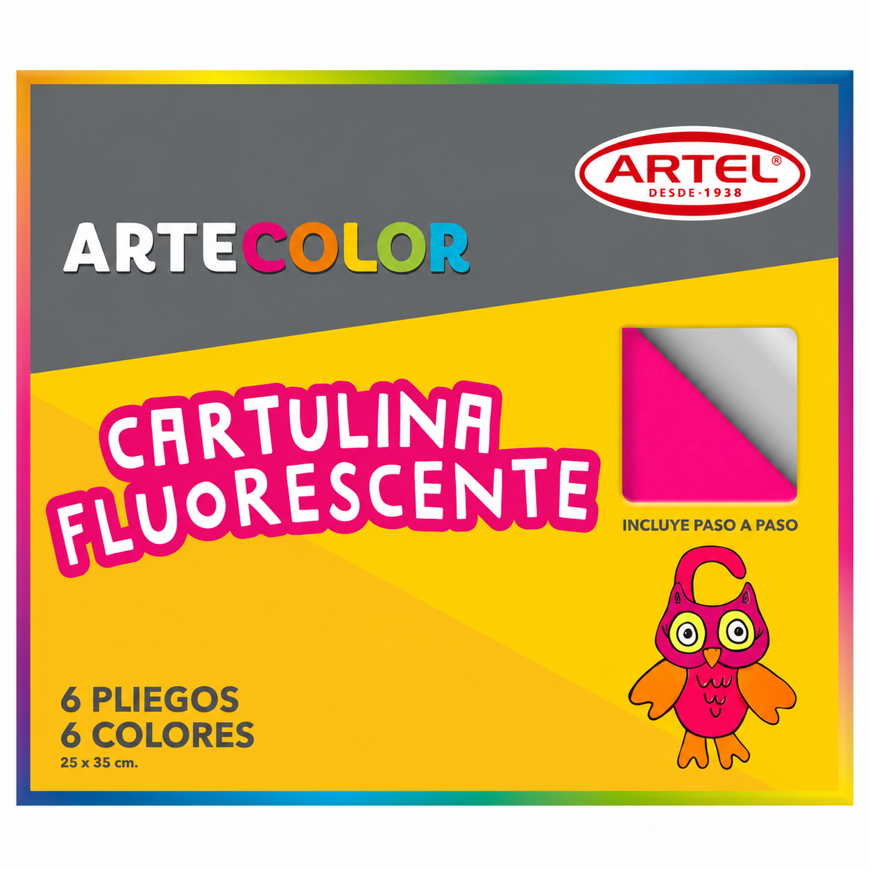 Cartulina Fluorescente 6 Pliegos 6 Colores. Artel