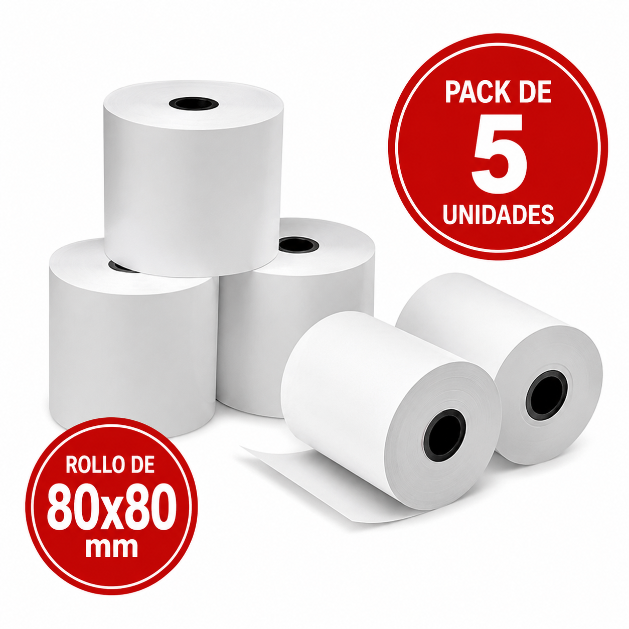 Rollo térmico 80x80 pack 5 unidades