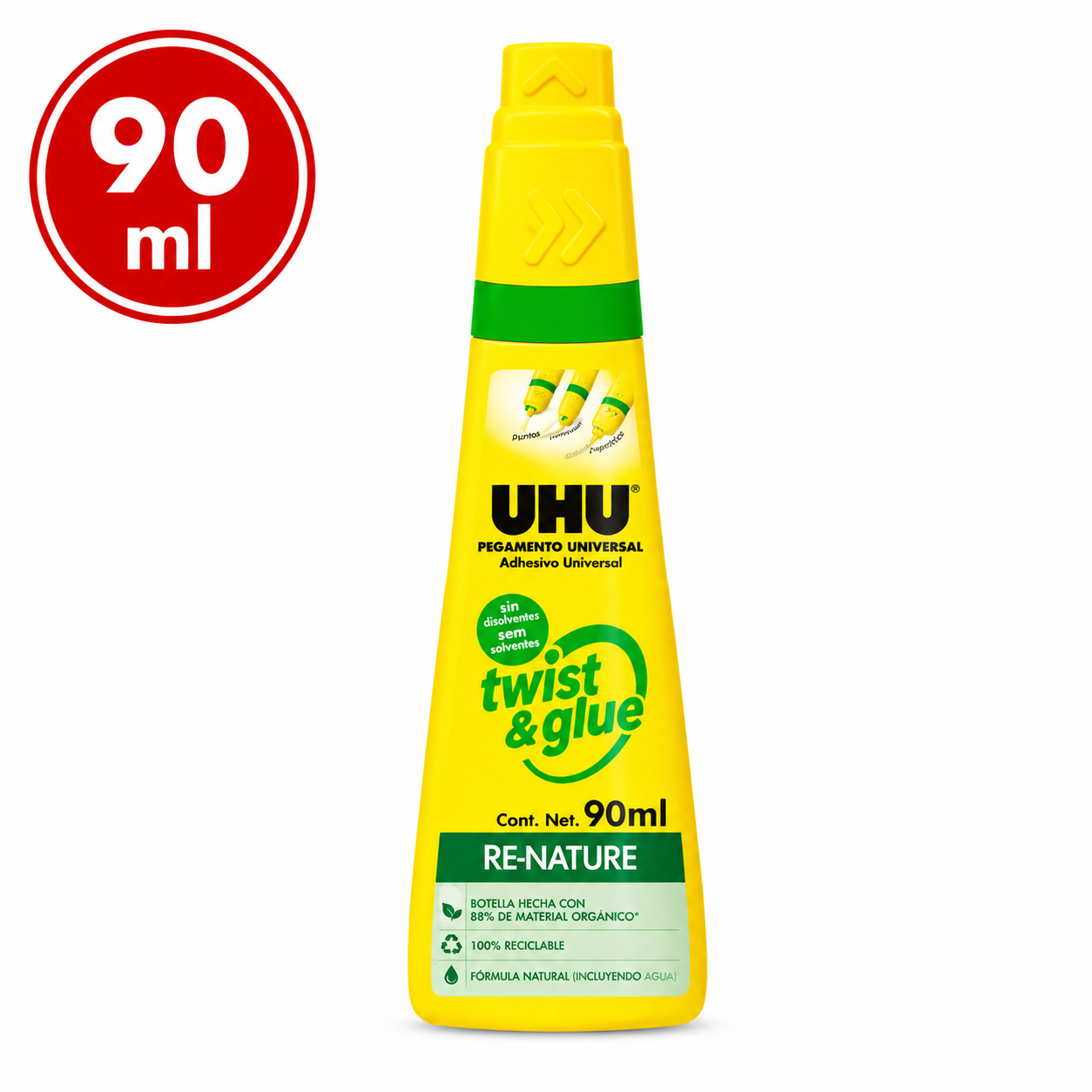 Pegamento Uhu Liquido 90ml Frasco Twist & Glue Renature.