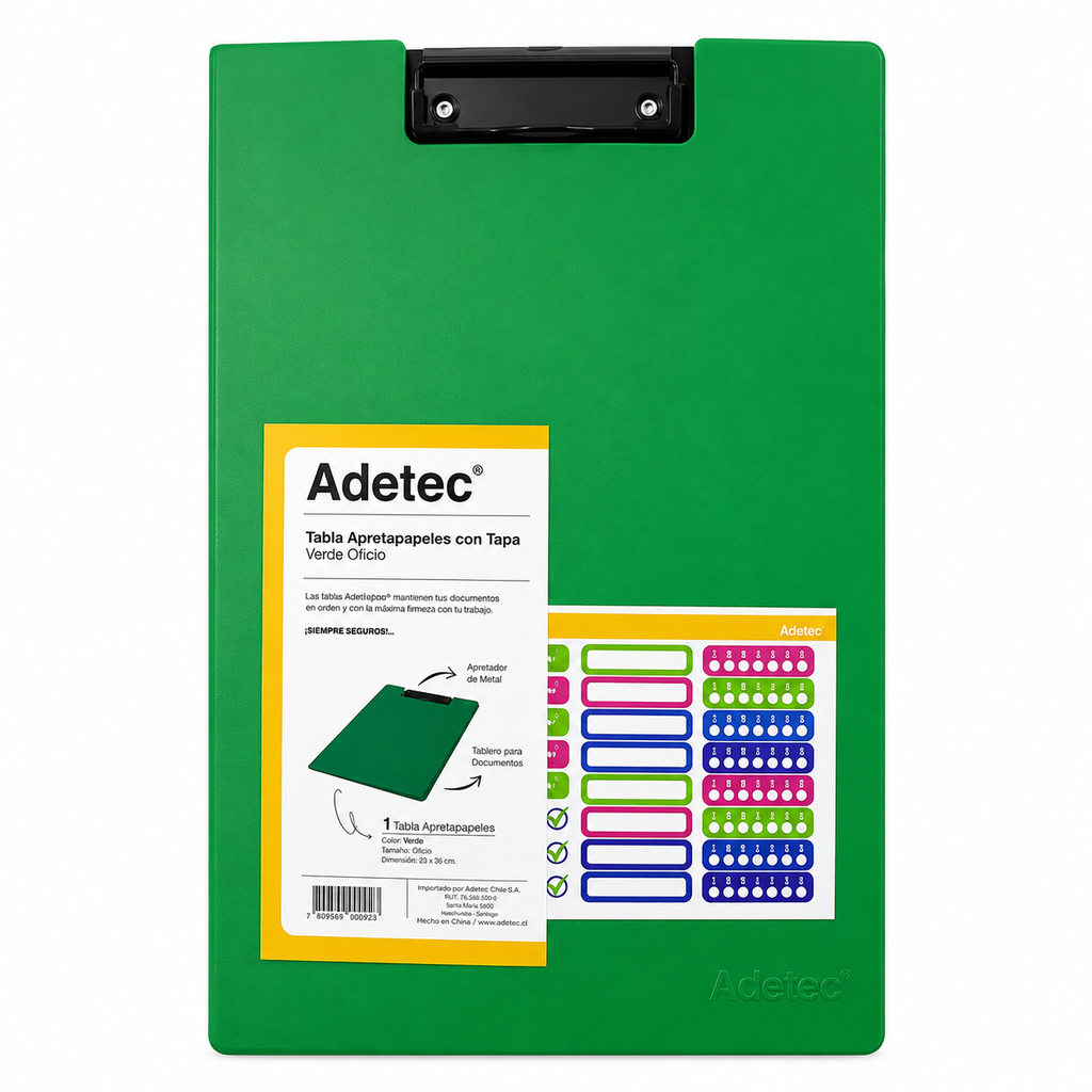 Tabla Apretapapeles con Tapa Adetec Verde – Oficio