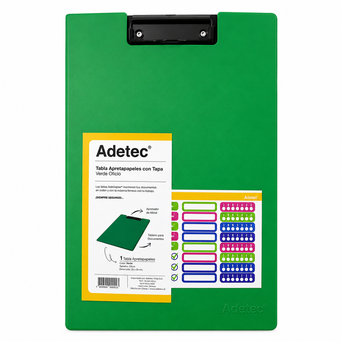 Tabla Apretapapeles con Tapa Adetec Verde – Oficio