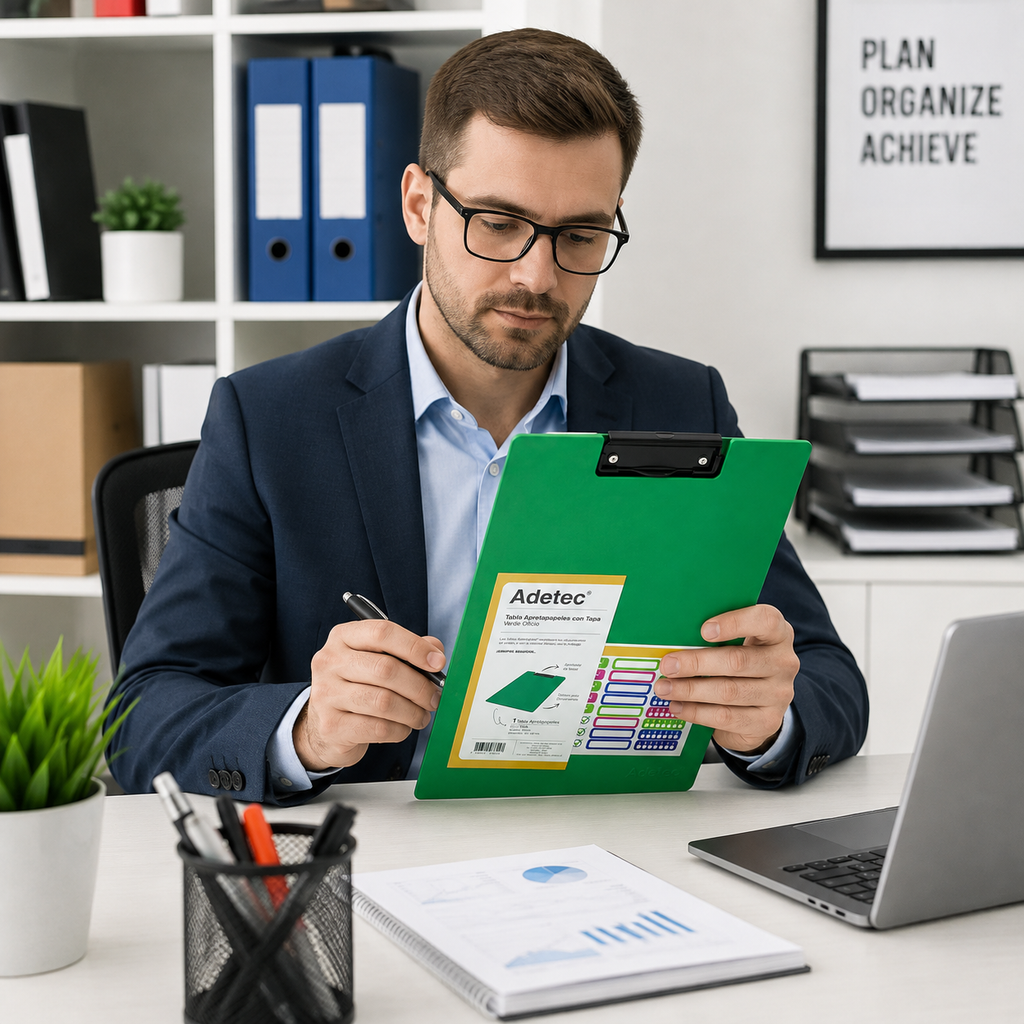 Tabla Apretapapeles con Tapa Adetec Verde – Oficio