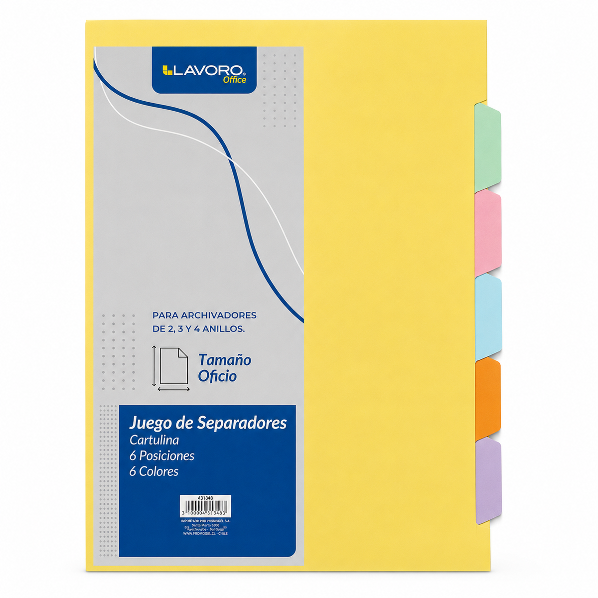 Separadores de Cartulina Oficio LAVORO Office – 6 Colores