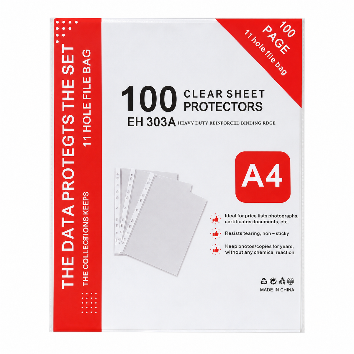 Fundas Protectoras Transparentes A4 – 100 Unidades | 11 Perforaciones