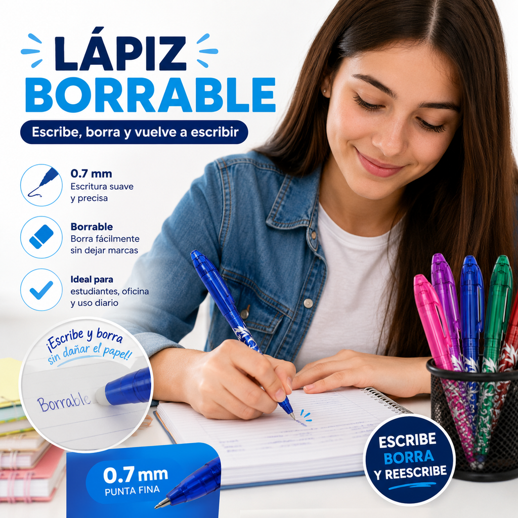 Lápiz Tinta Borrable 0.7mm  X3UNI