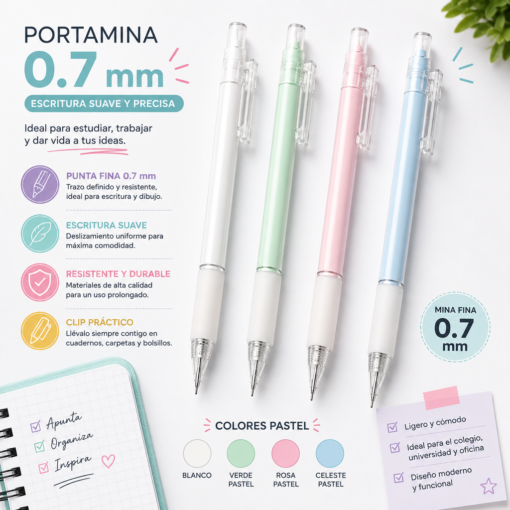 Portamina Pastel Cristal 0.7 mm Unidad