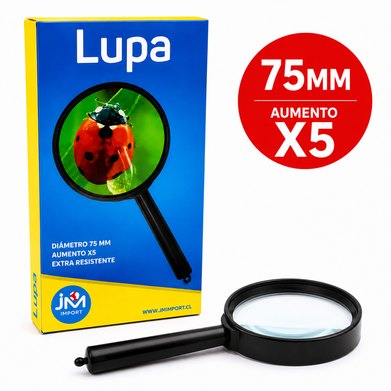 Lupa escolar extra resistente 75mm x5