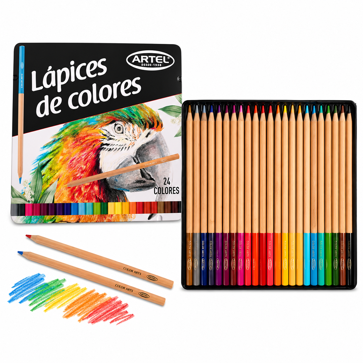 Lápices 24 colores artel Caja Metálica