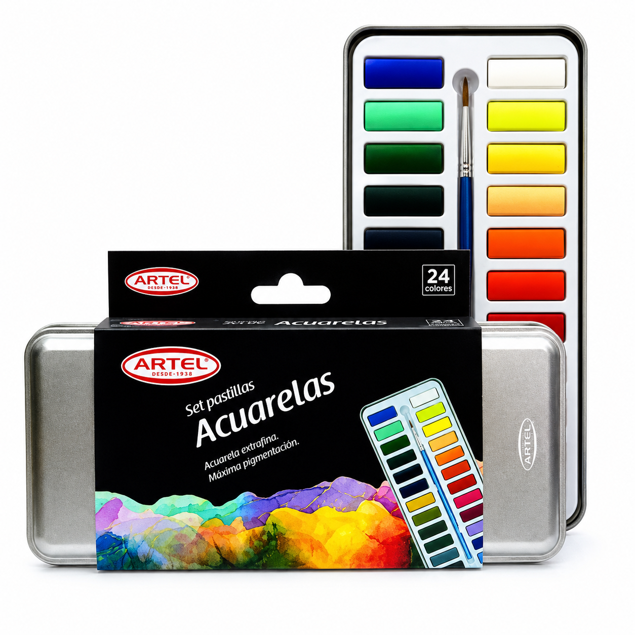 ACUARELA 24 COLORES CAJA METALICA, ARTEL
