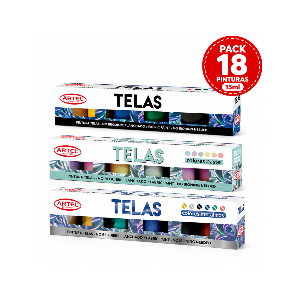 Pack Pintura de Tela 18 unidades