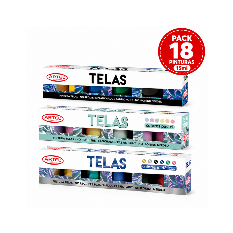 Pack Pintura de Tela 18 unidades