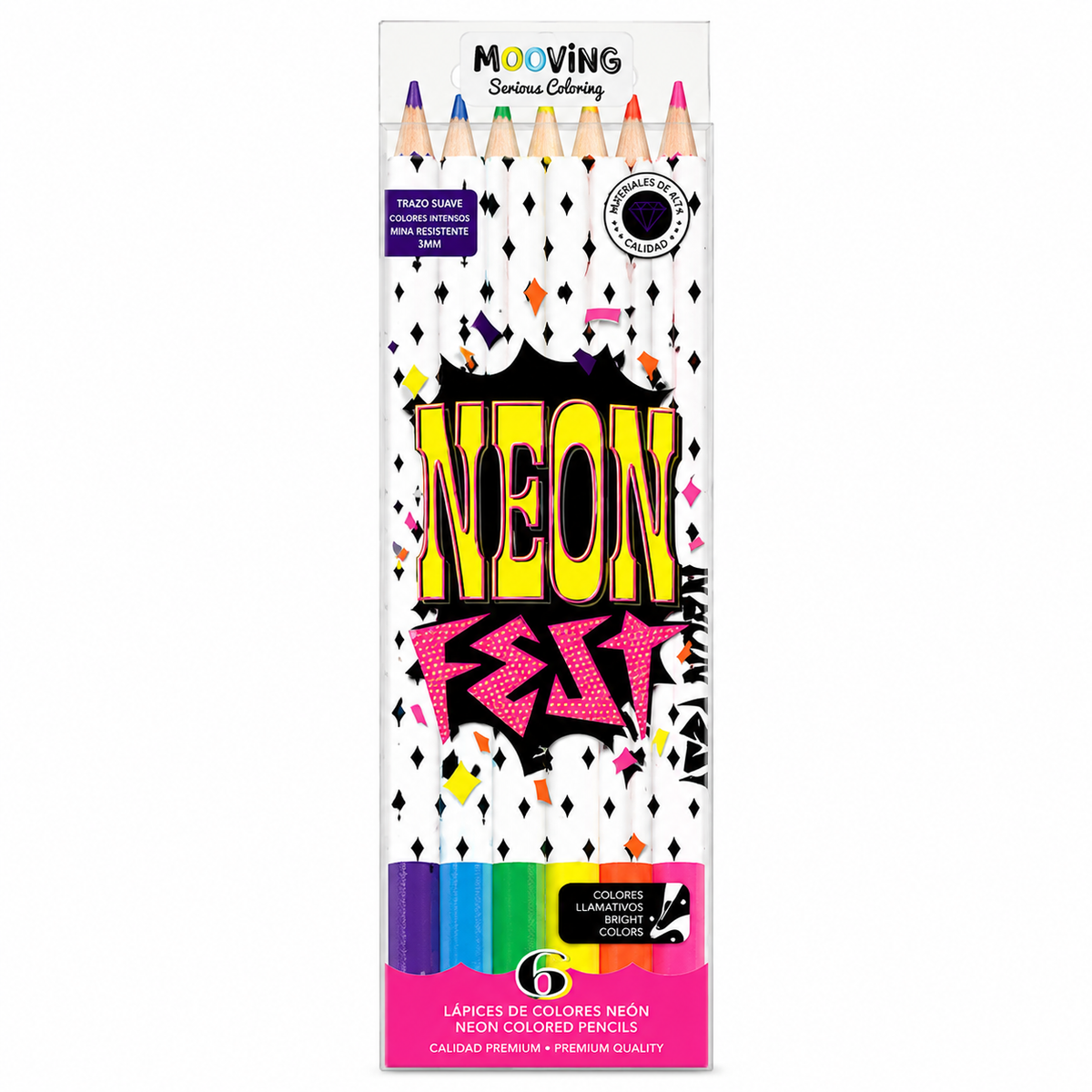 Lápices de Colores Neón Mooving – 6 Colores