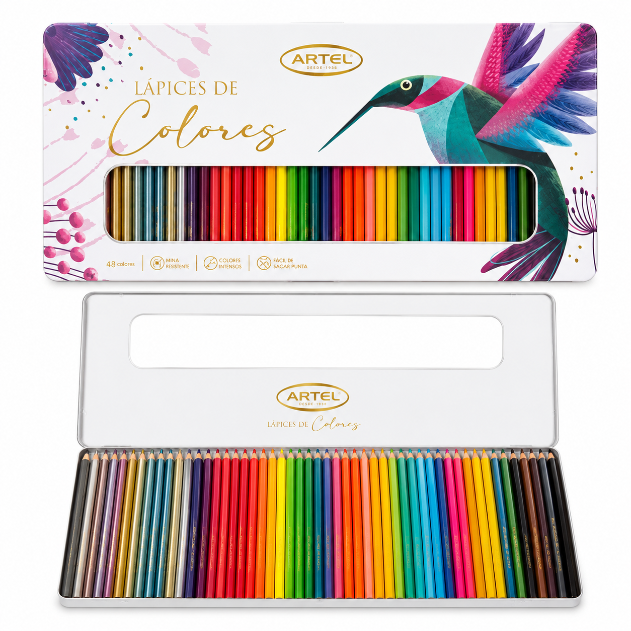 Estuche metalico 48 lapices de colores Artel