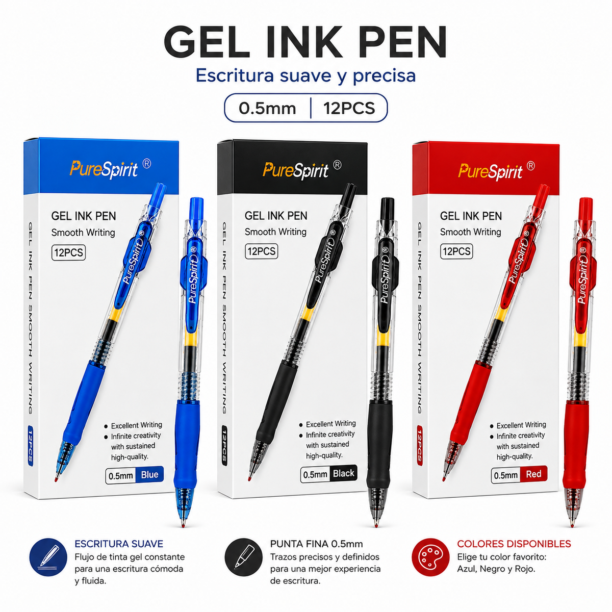 Lápiz Gel Retractil 0.5mm x12Uni